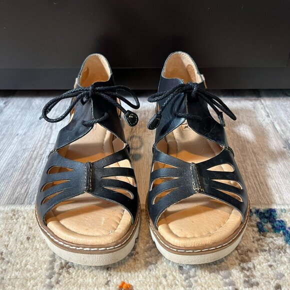 Pikolinos Acludia Black Leather Lace Up Sandals, EU 36 / US 6 - Picture 6 of 11